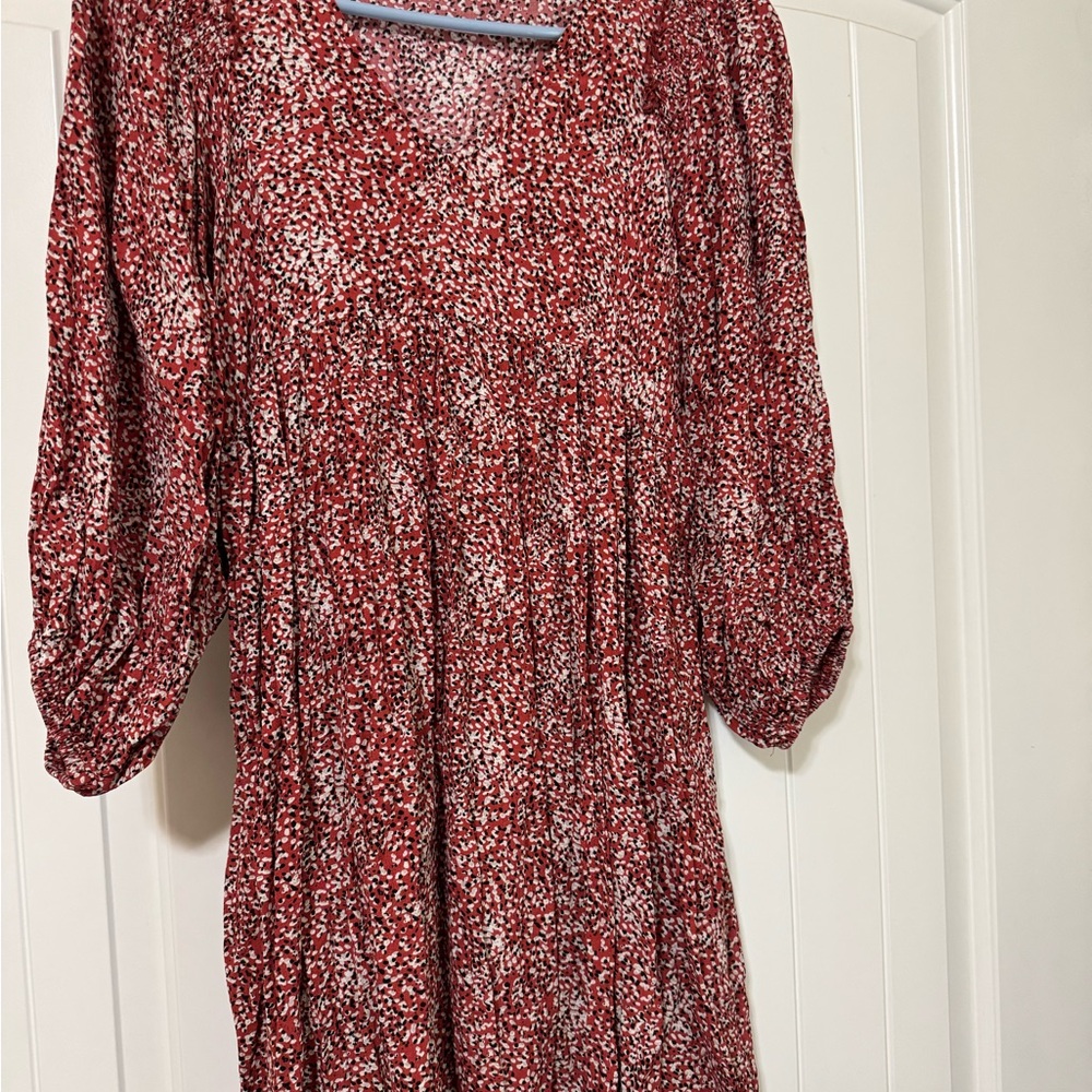 Red and White Patterned Dress